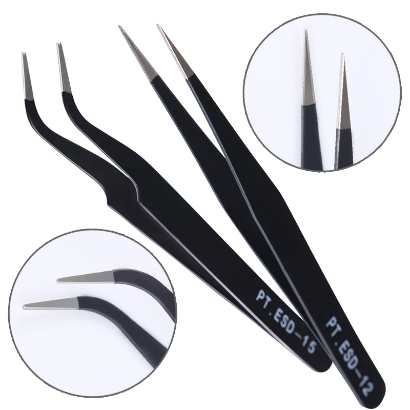 2pcs Black Straight + Curved Nail Art False Fake Eye Lashes Eyelash Extension Tweezers Nippers Pointed Clip Nail Art Tool #248