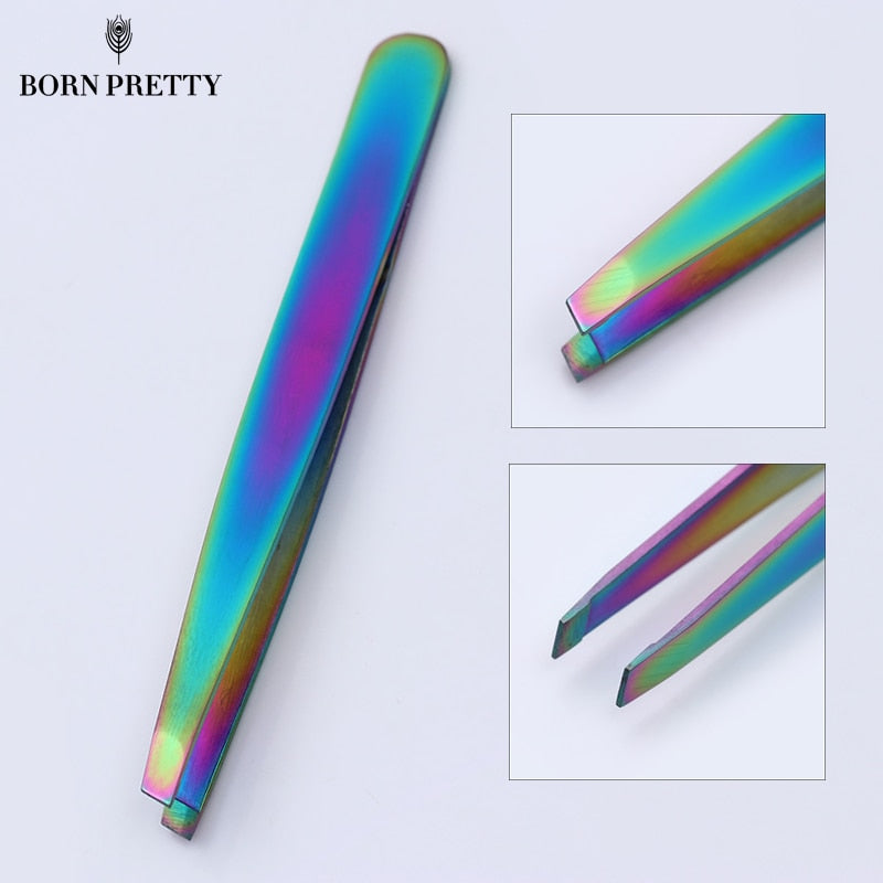 Chameleon Rainbow Eyebrow Tweezer Stainless Steel Slant Tip Hair Remover Cosmetic Eyebrow Clip Beauty Makeup Tool
