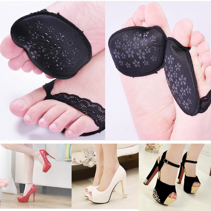 1 pair Hot Sale Women Ladies Forefoot Insoles Invisible High Heeled Shoes/Slip Resistant Half Yard Pads black