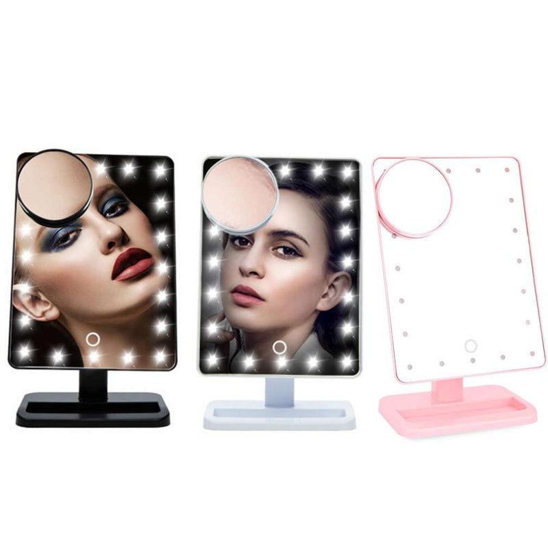 10X Magnifier LED Touch Screen Makeup Mirror Portable 20 LEDs Lighted Cosmetic Adjustable Vanity Tabletop Countertop Magnifying