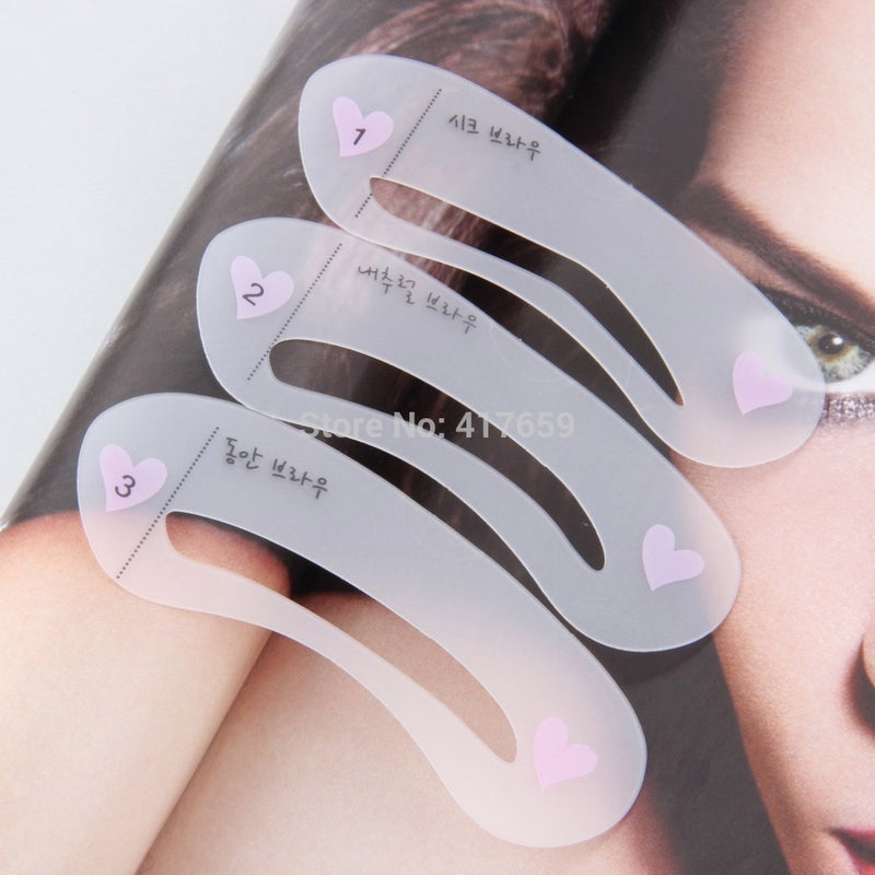 3 Styles New Fashion Women Magic Eye Brow Class Drawing Guide Eyebrow Stencil Shaping Card Template Stencil For Eyebrows