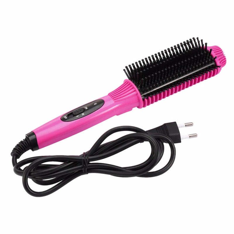 Multi-functional 2 in1 Electric Straightener Curler Hair Comb Anti-scald Curling Irons Hair Care Comb Styling Tools EU Plug