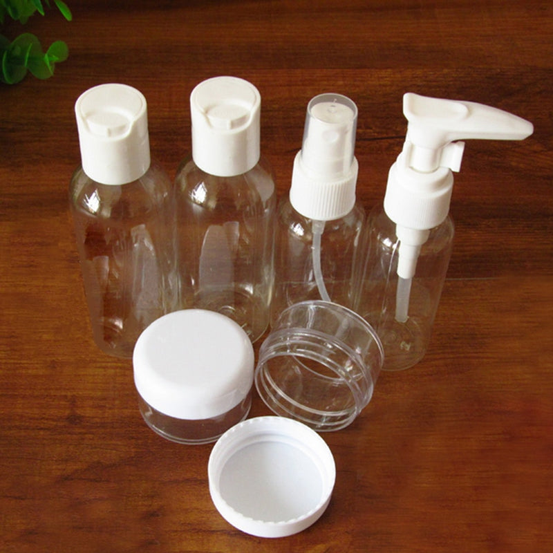 6pcs/set Mini Plastic Transparent Small Empty Perfume Spray Bottle Outdoor Travel MakeUp Skin Care Lotion Case Container Bottle