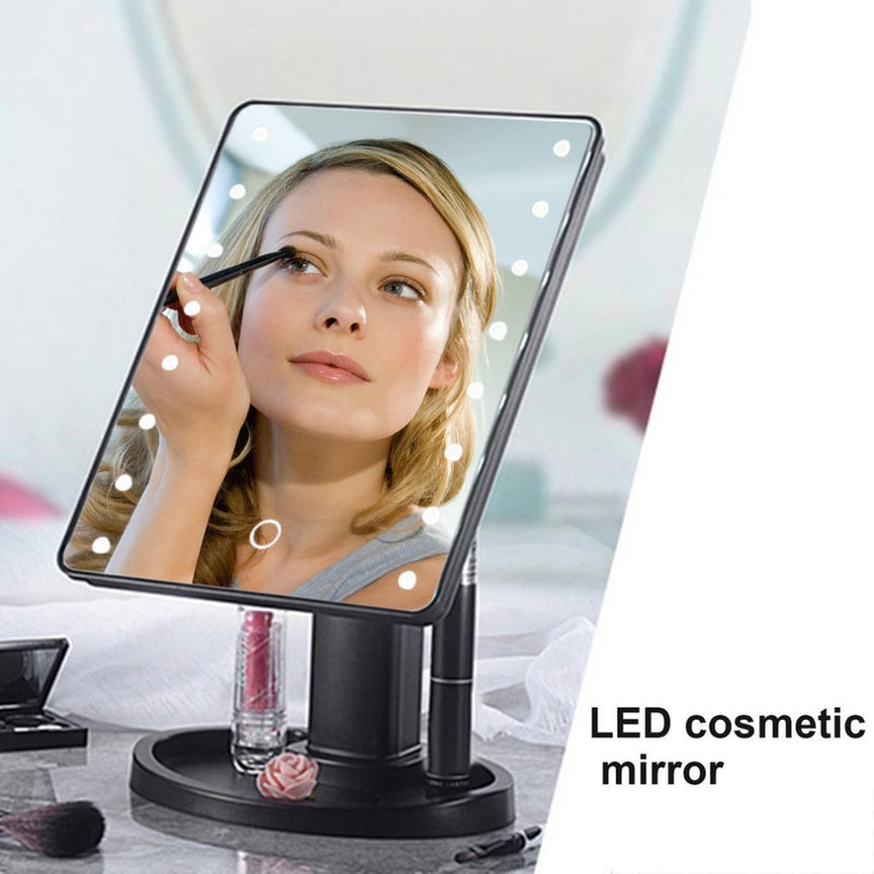 22 LED Portable Women Facial Makeup Mirror 360 Degree Rotation Touch Induction Tabletop Cosmetic Make up Mirror Tool Hot Sale