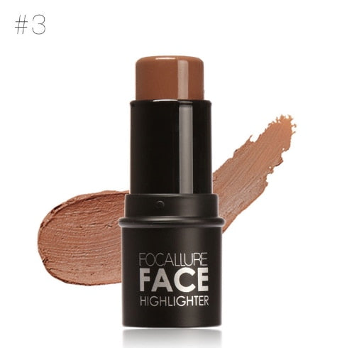 Focallure Face Waterproof Shimmer Highlighter Stick Bronzers Highlighter Powder Creamy Texture Silver Gold Light Face Makeup