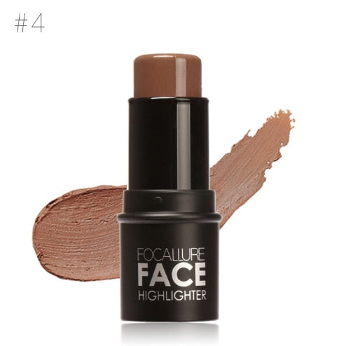 Focallure Face Waterproof Shimmer Highlighter Stick Bronzers Highlighter Powder Creamy Texture Silver Gold Light Face Makeup