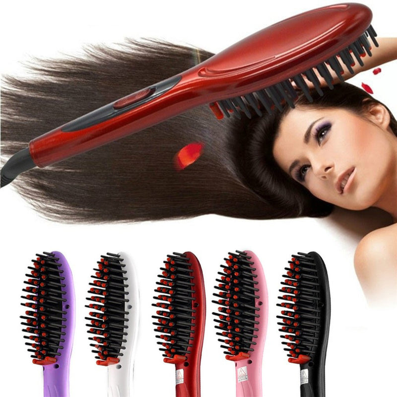 Ceramic Electric Hair Brush Styling Tool Hair Straightening Brush Straightener Girls Ladies Hair Care Comb