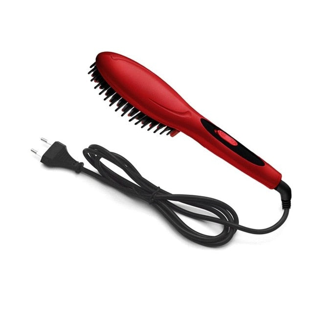 Ceramic Electric Hair Brush Styling Tool Hair Straightening Brush Straightener Girls Ladies Hair Care Comb