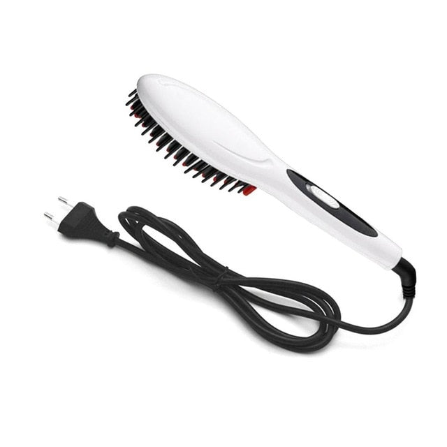 Ceramic Electric Hair Brush Styling Tool Hair Straightening Brush Straightener Girls Ladies Hair Care Comb