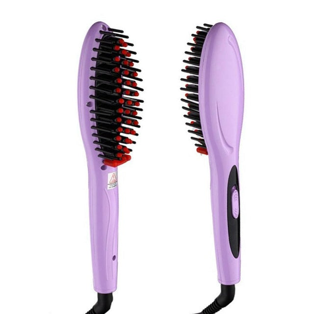 Ceramic Electric Hair Brush Styling Tool Hair Straightening Brush Straightener Girls Ladies Hair Care Comb