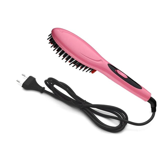 Ceramic Electric Hair Brush Styling Tool Hair Straightening Brush Straightener Girls Ladies Hair Care Comb