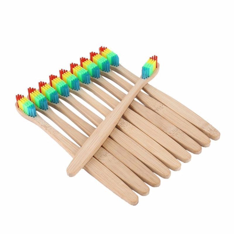1pcs Colorful Hair Bamboo Handle Toothbrush Environment Wooden Rainbow Bamboo Toothbrush Oral Care Soft Bristle Teeth whiteninng