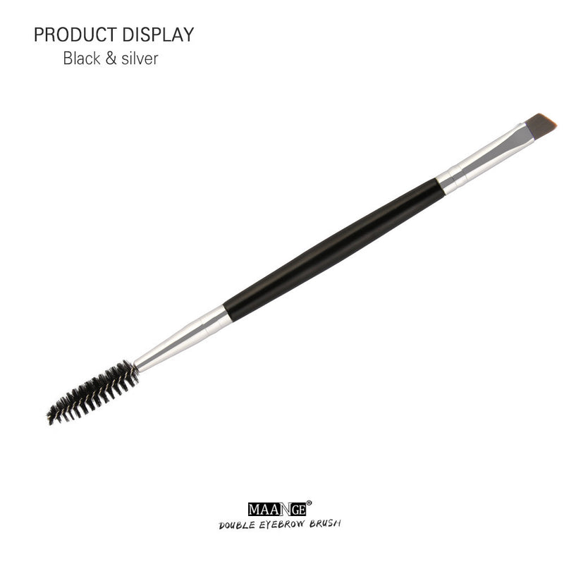 Duo Brow Makeup Brush Wood Handle Double Sided Eyebrow Flat Angled Brushes