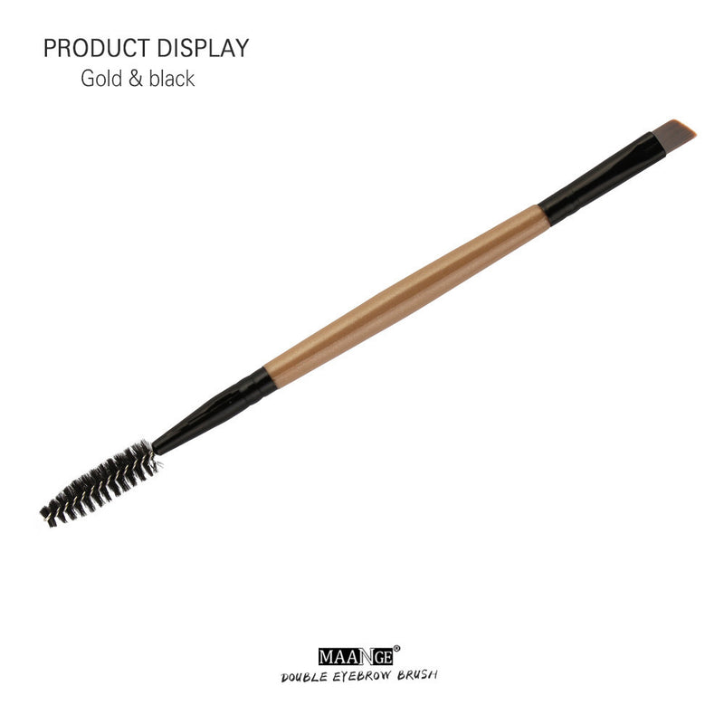 Duo Brow Makeup Brush Wood Handle Double Sided Eyebrow Flat Angled Brushes