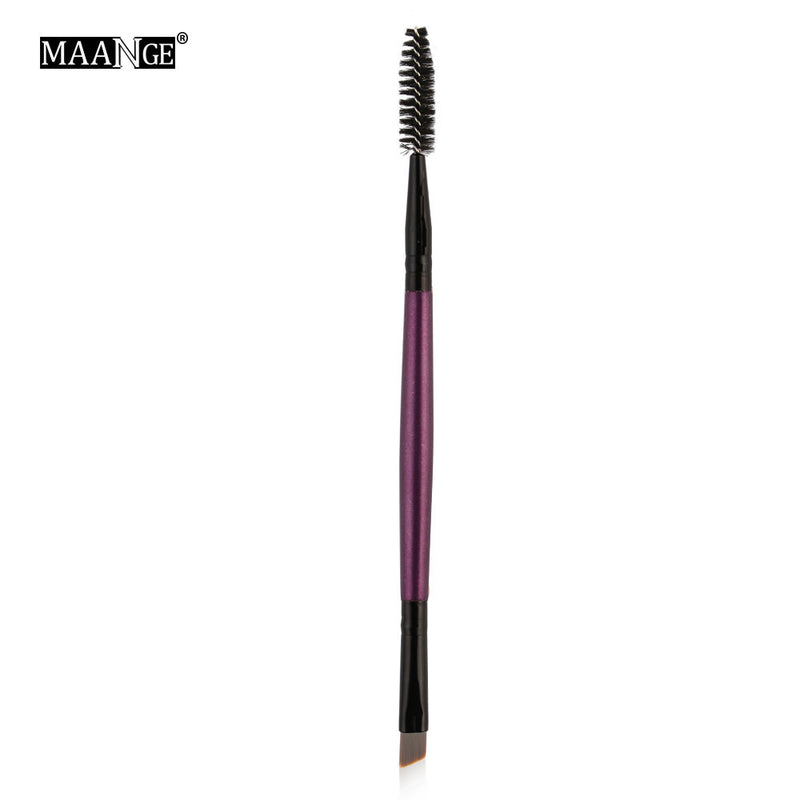 Duo Brow Makeup Brush Wood Handle Double Sided Eyebrow Flat Angled Brushes