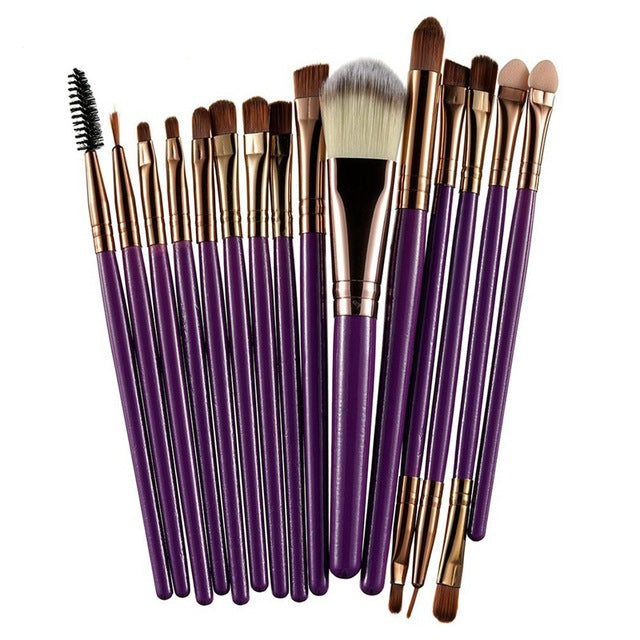 ROSALIND Professional 15 Pcs/Sets Eye Shadow Foundation Eyebrow Lip Brush Makeup Brushes Comestic Tool Make Up Eye Brushes