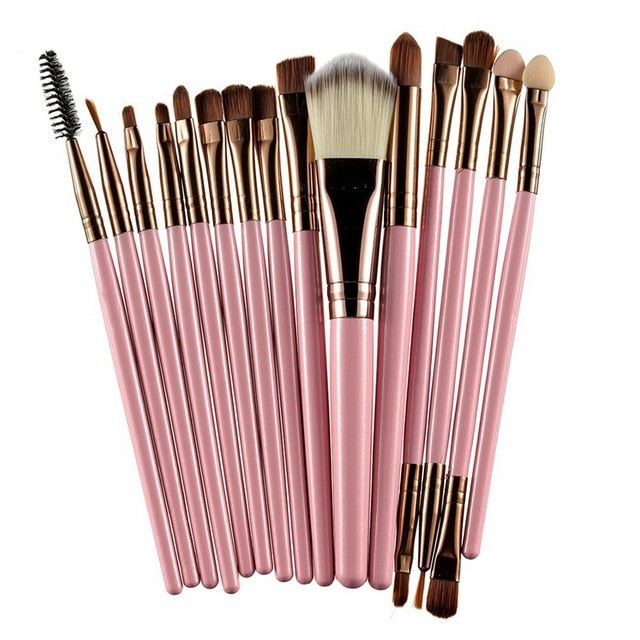 ROSALIND Professional 15 Pcs/Sets Eye Shadow Foundation Eyebrow Lip Brush Makeup Brushes Comestic Tool Make Up Eye Brushes