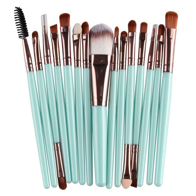 ROSALIND Professional 15 Pcs/Sets Eye Shadow Foundation Eyebrow Lip Brush Makeup Brushes Comestic Tool Make Up Eye Brushes