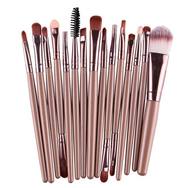 ROSALIND Professional 15 Pcs/Sets Eye Shadow Foundation Eyebrow Lip Brush Makeup Brushes Comestic Tool Make Up Eye Brushes