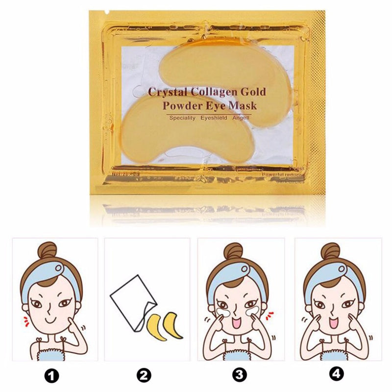 10pcs=5packs Natural Gold Crystal Collagen Eye Mask Women Eye Care Masks Moisturizing Anti-Wrinkle Remove Black Eye Patches