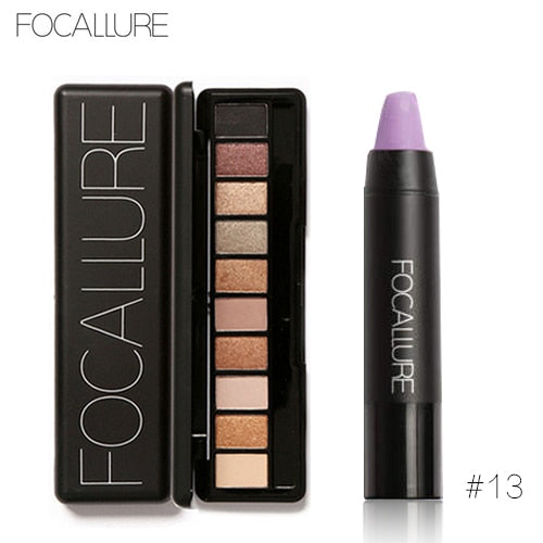 FOCALLURE 2pcs Makeup Kit Matte Lipstick Lips Eyeshadow Makeup Set Powder Eye Makeup Sexy Lipstick Blusher Tool Kit Daily Use