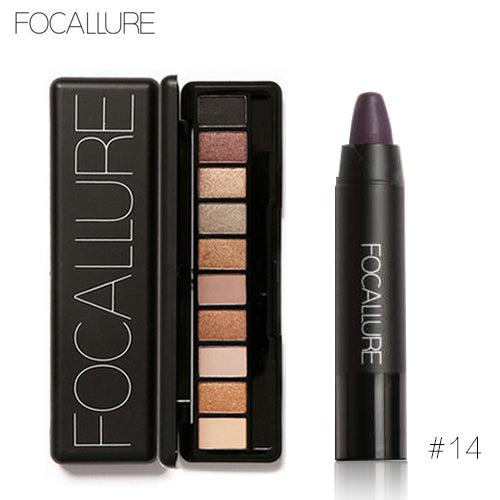 FOCALLURE 2pcs Makeup Kit Matte Lipstick Lips Eyeshadow Makeup Set Powder Eye Makeup Sexy Lipstick Blusher Tool Kit Daily Use