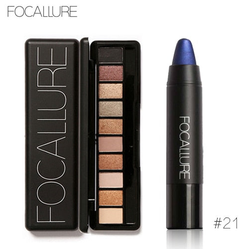 FOCALLURE 2pcs Makeup Kit Matte Lipstick Lips Eyeshadow Makeup Set Powder Eye Makeup Sexy Lipstick Blusher Tool Kit Daily Use