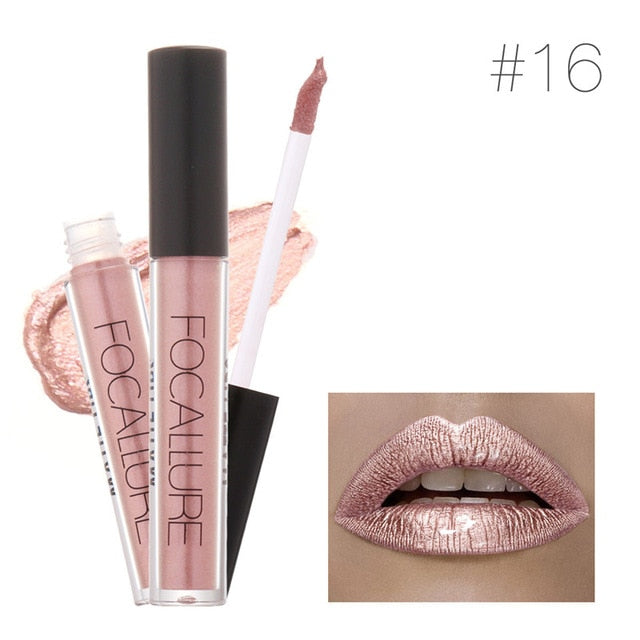 Focallure 6ML Lip Kit Chamelenon Meatal Lipstick Glitter Shimmer Matt Lip Gloss Liquid Closses Long Lasting Waterproof Lip Gift