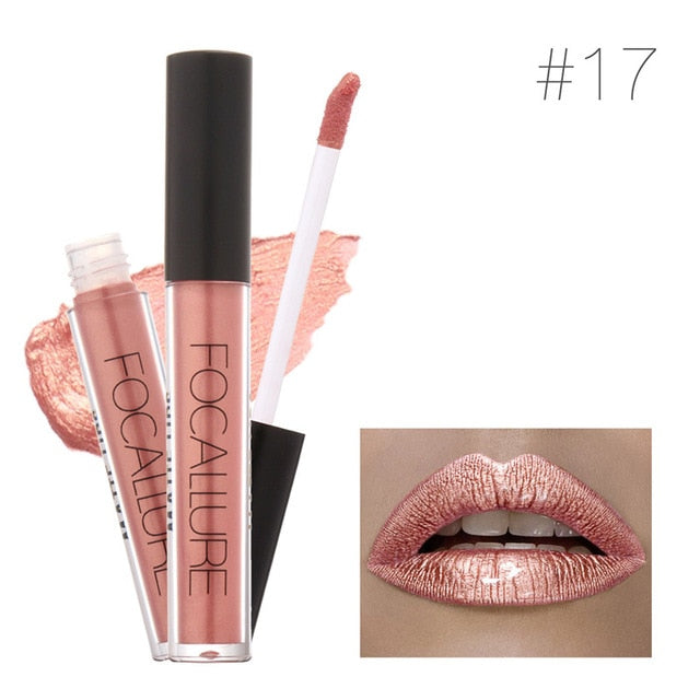 Focallure 6ML Lip Kit Chamelenon Meatal Lipstick Glitter Shimmer Matt Lip Gloss Liquid Closses Long Lasting Waterproof Lip Gift