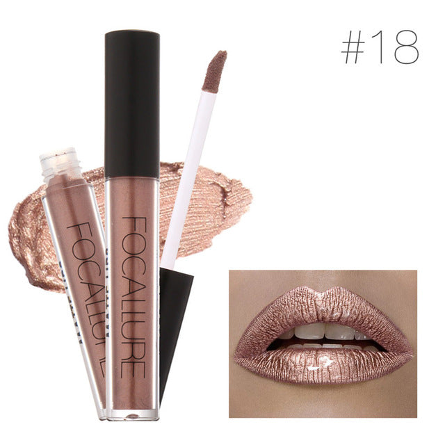 Focallure 6ML Lip Kit Chamelenon Meatal Lipstick Glitter Shimmer Matt Lip Gloss Liquid Closses Long Lasting Waterproof Lip Gift