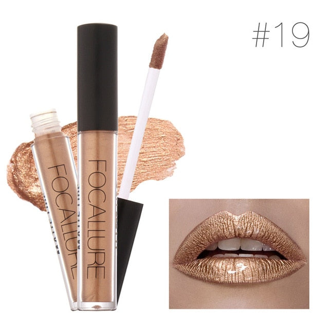 Focallure 6ML Lip Kit Chamelenon Meatal Lipstick Glitter Shimmer Matt Lip Gloss Liquid Closses Long Lasting Waterproof Lip Gift