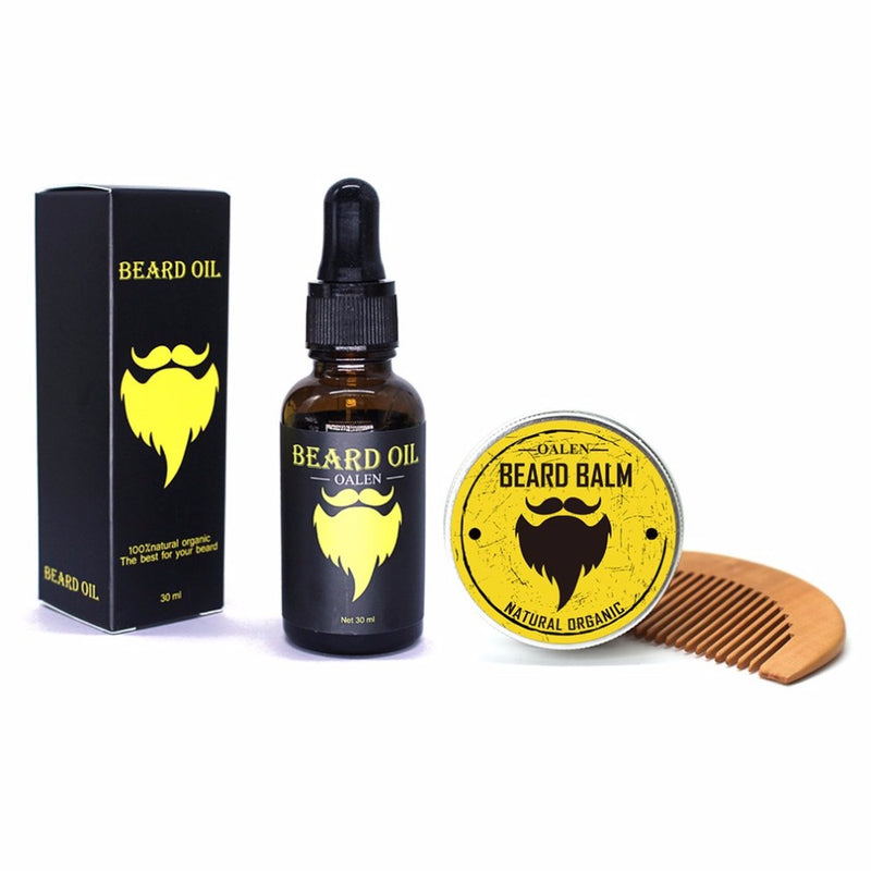 3pcs/set Men Beard Care Kit Beard Balm + 30ml Beard Oil + Comb Male Hair Grooming Care Tools Moisturizing Nourishing