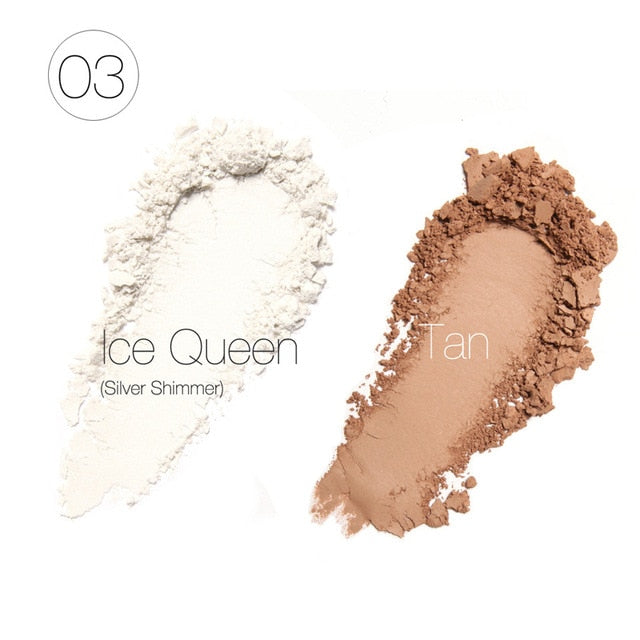 Focallure 2-Color Pressed Powder Blush Blusher Makeup Palette with Mirror Bronzer&Highlighter Contour Shading Powder