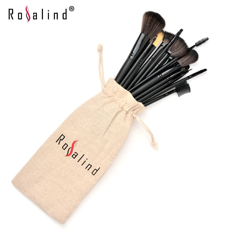 Clearance Discount ROSALIND 15PCS Black Makeup Brushes with Drawstring Bag Beauty Makeup Brushes Set Professional Makeup Tools