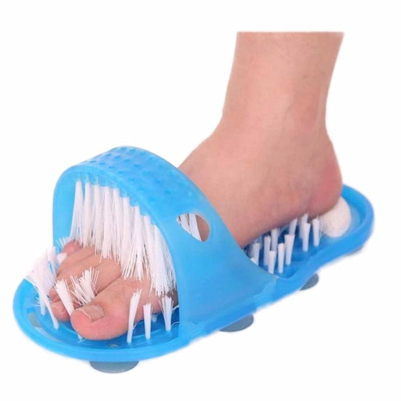 Shower Foot Feet Cleaner Scrubber Washer Bath Shoes Brush Foot Health Care Tool Household Bathroom Stone Massager Slipper Blue