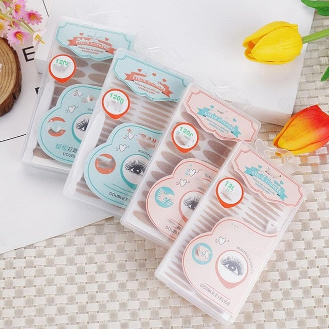 120pcs Eyelid Stripe Waterproof Eyelid Tape Adhesive Invisible Double Fold Eyelid Shadow Sticker Paste Clear Beige
