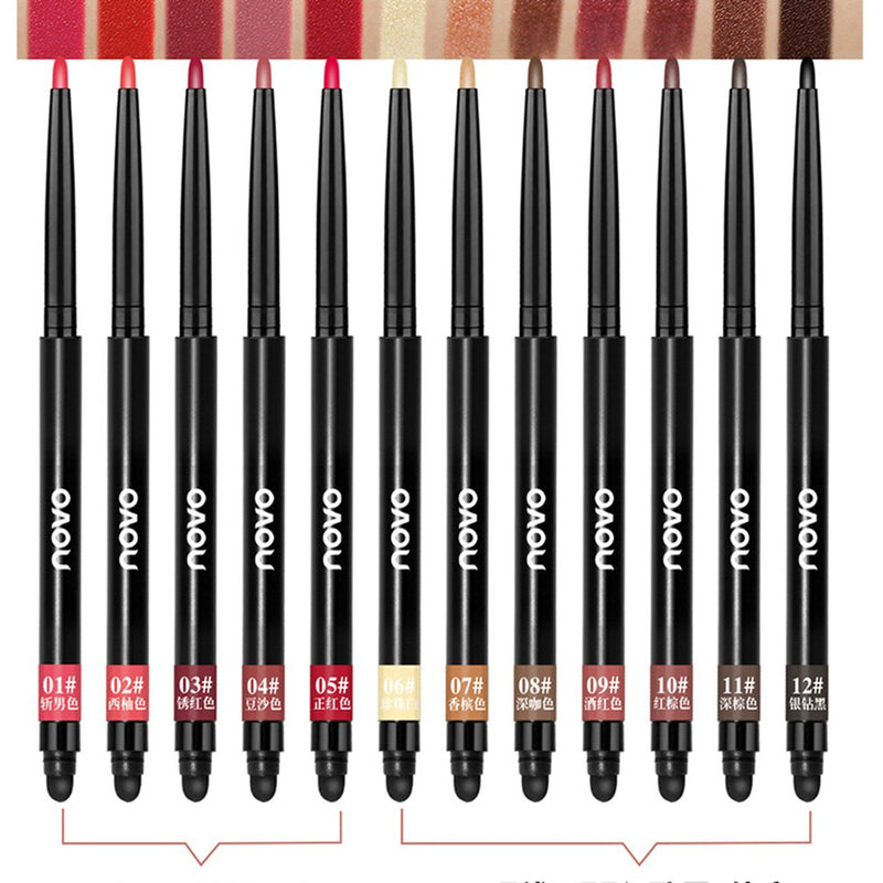 Rotary Automatic Double Lip Lip Pencil Easy To Color Long Lasting Cosmetics Makeup Eye Shadow Pen