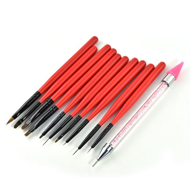 Venalisa factory Supply Professional Nail Art Learner Start Decoration Sticky Pen Diamond Stick Pen Nail Art Design Brush Kit