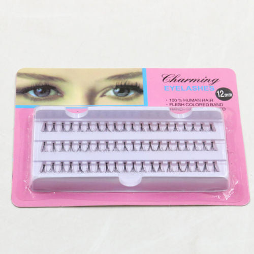 60pcs/box Handmade Human Hair Natural Eyelash Thick False Fake Eyelashes