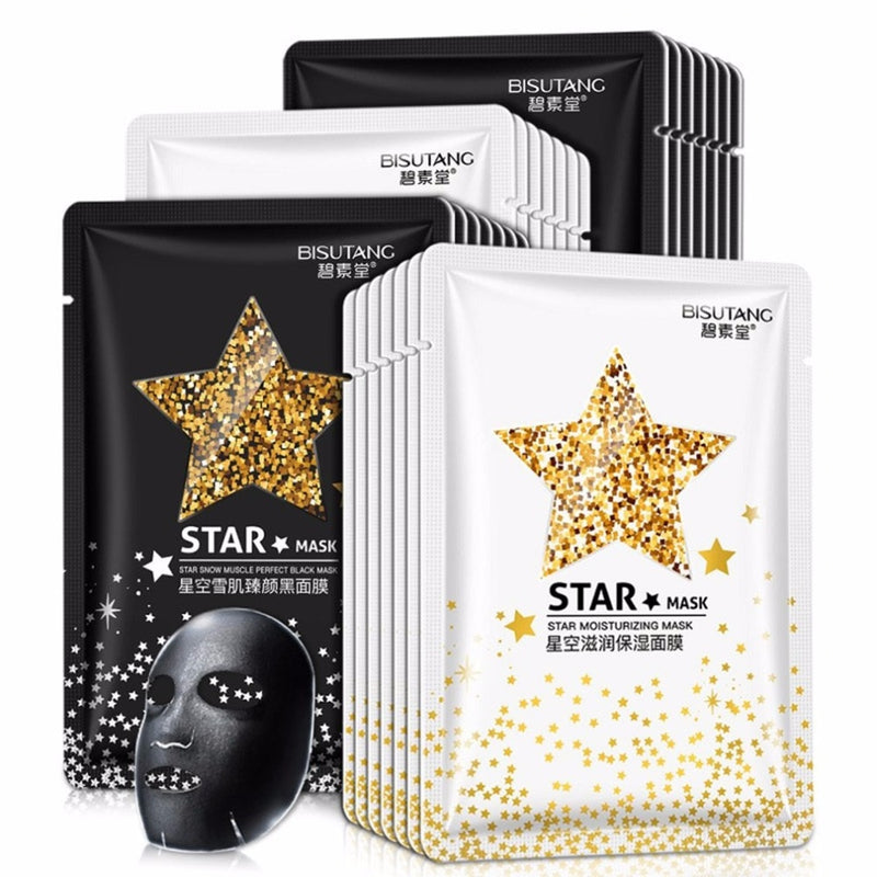 Face Facial Mask Luxurious Star Glitter Mask Moisturizing Gold Black Dots Remover Peel off Black Facial Beauty Mask